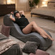 Дизайнерское кресло Тантра 188см (The Tantra Chair), (Экокожа, серое, рельефные боковины серые)7