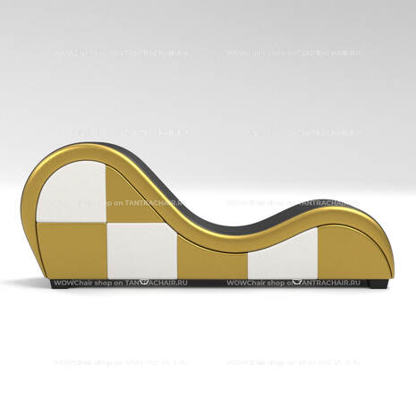 Дизайнерское кресло для секса и отдыха Тантра 188см (The Tantra Chair), (Экокожа, Черно-золотое, велюр матовый)